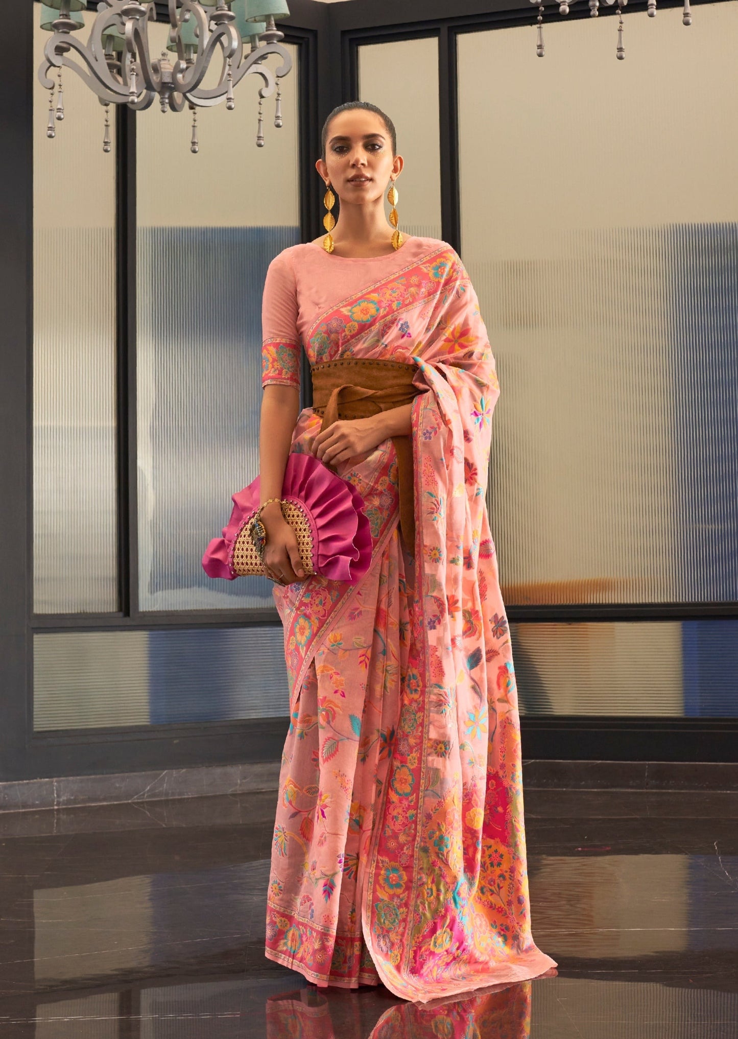Pink Pashmina Saree