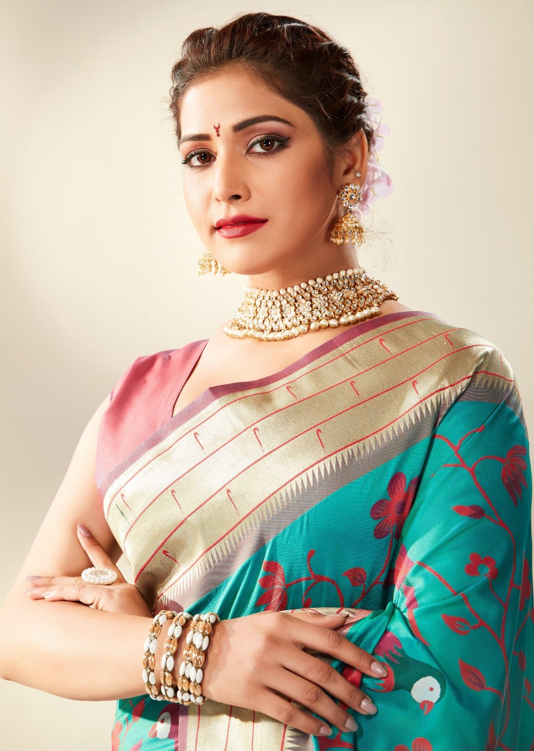 Pure Handloom Paithani Silk Blue Saree Sunasa