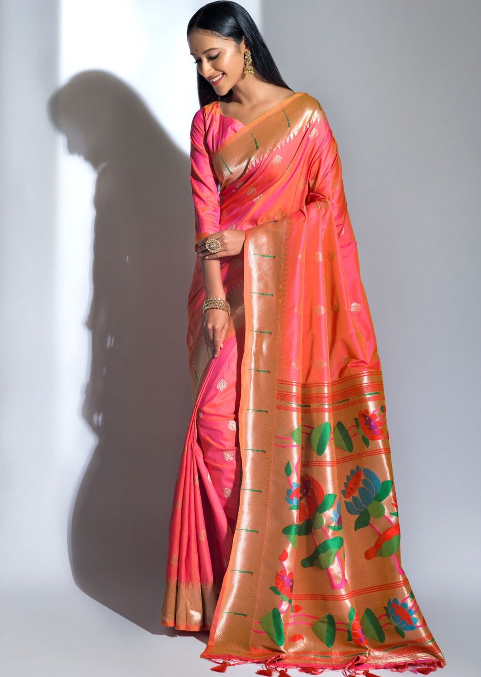 Pure handloom paithani silk bridal saree in pure handloom silk online india usa.