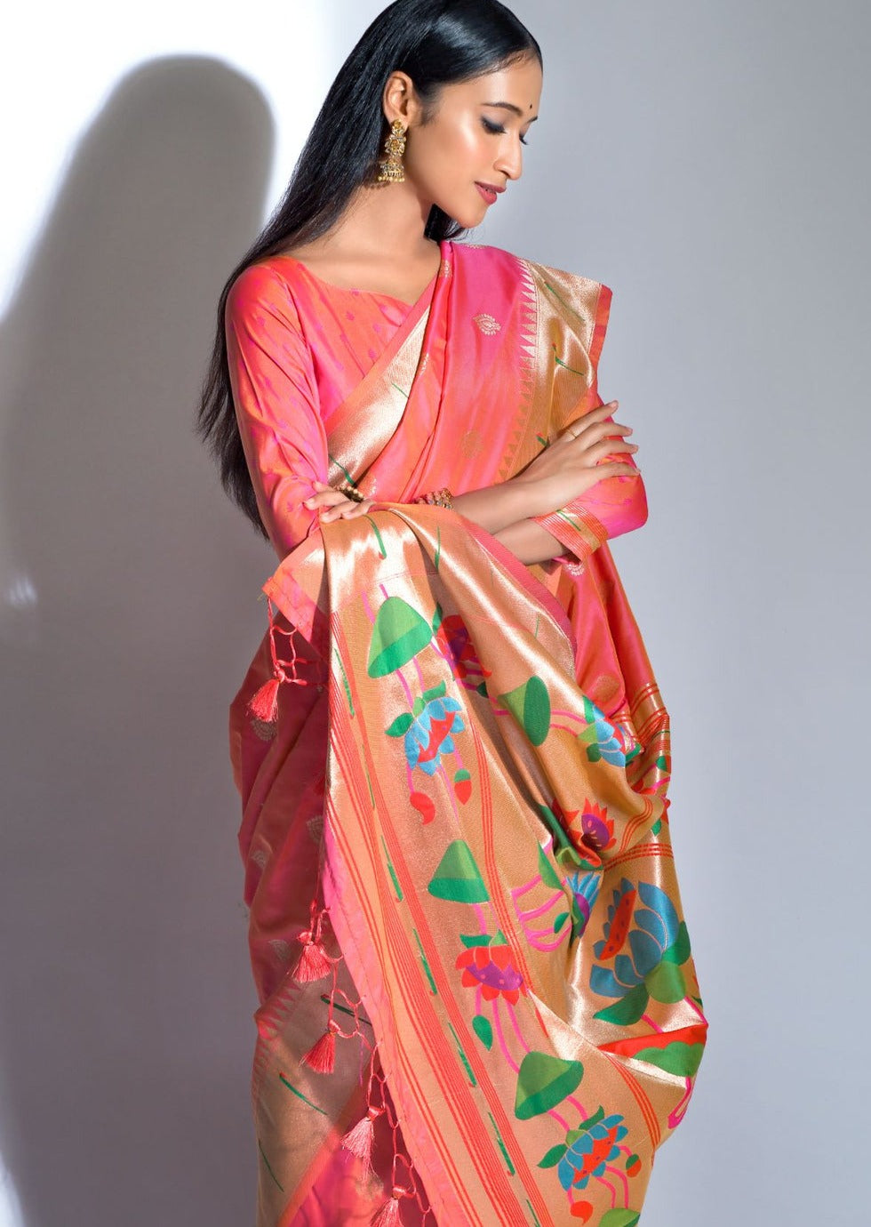 Pure handloom paithani silk bridal silk saree online india usa.
