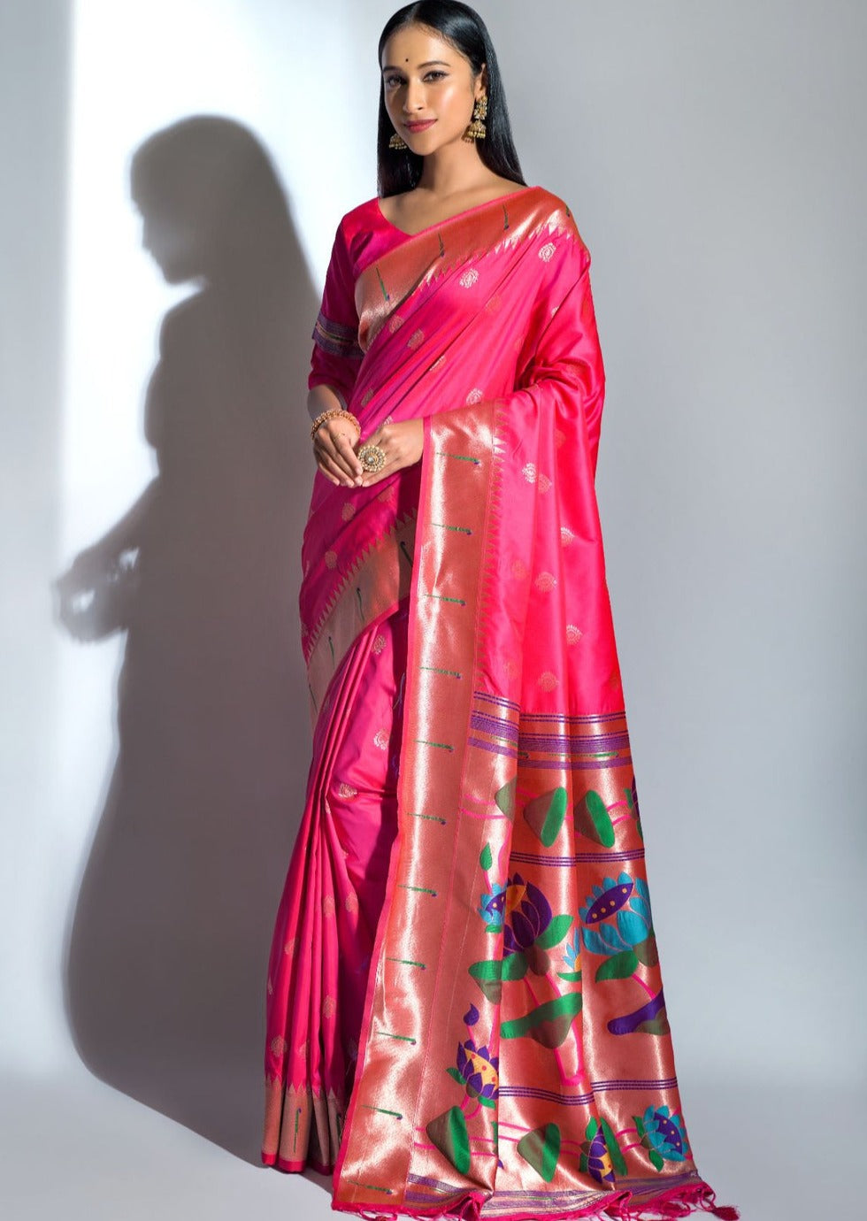 Paithani Silk Cheshire Pink Saree