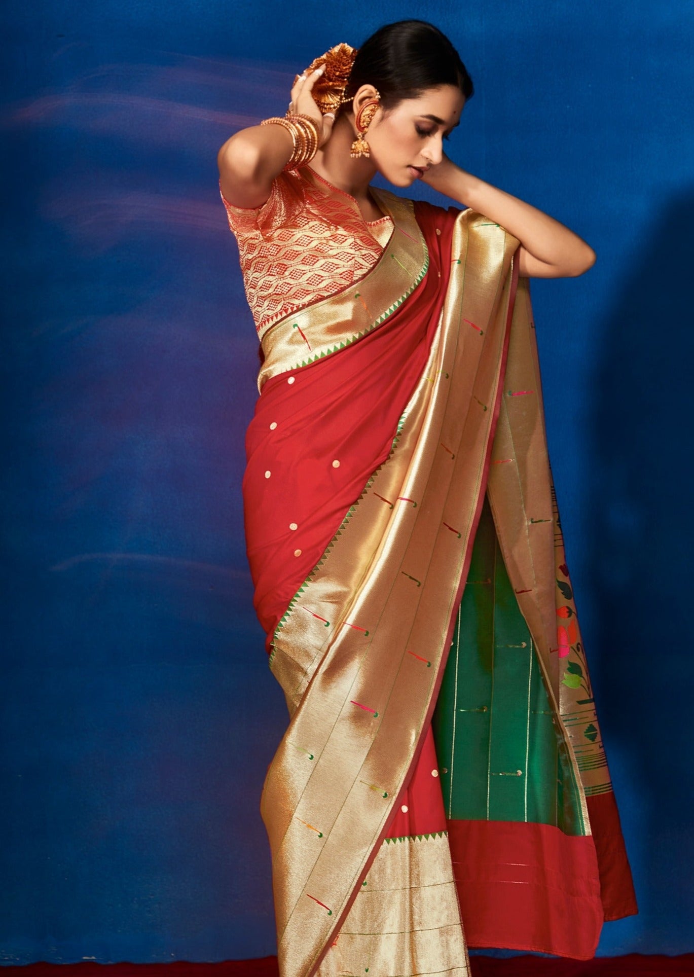 Pure Paithani Silk Red Bridal Handloom Saree