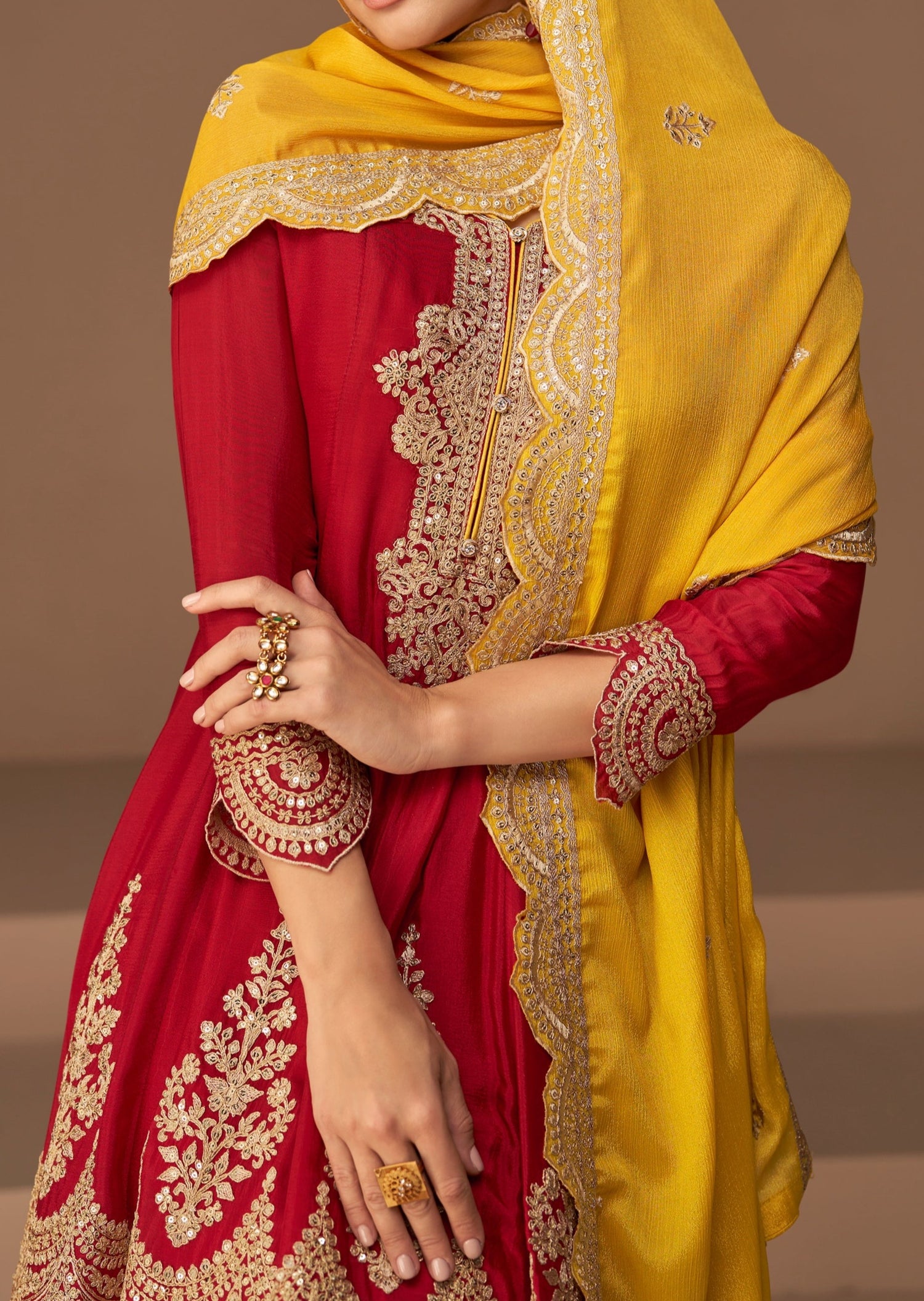 Mustard Yellow And Red Embroidered Pant Suit | Yellow clothes, Embroidered  pants, Mustard yellow dresses