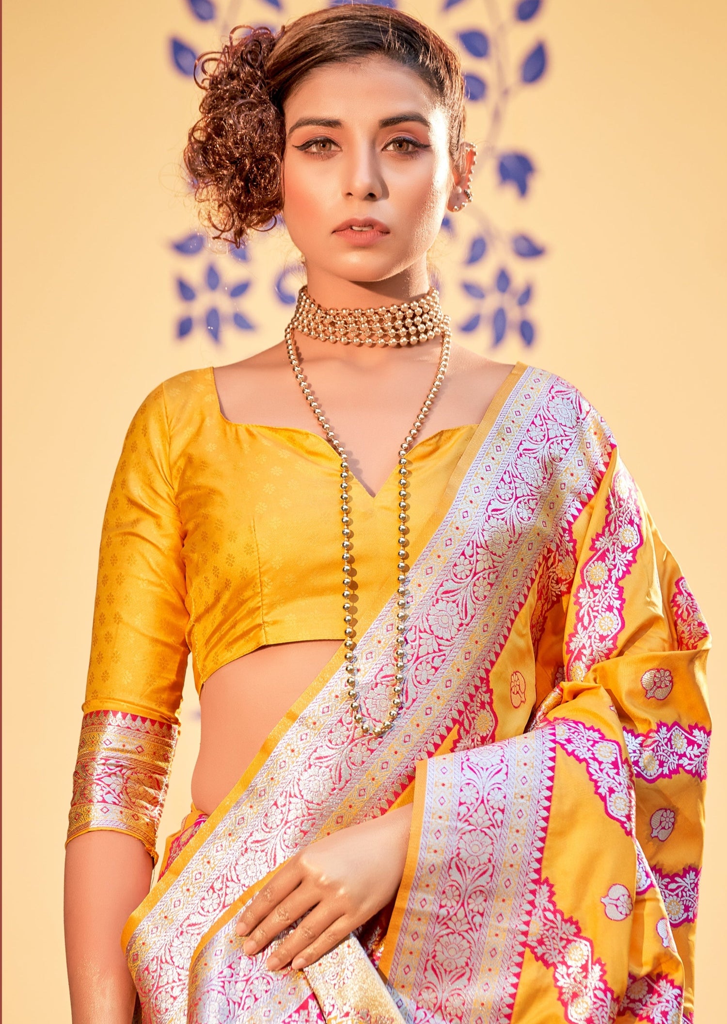 Yellow saree for haldi function online outlet